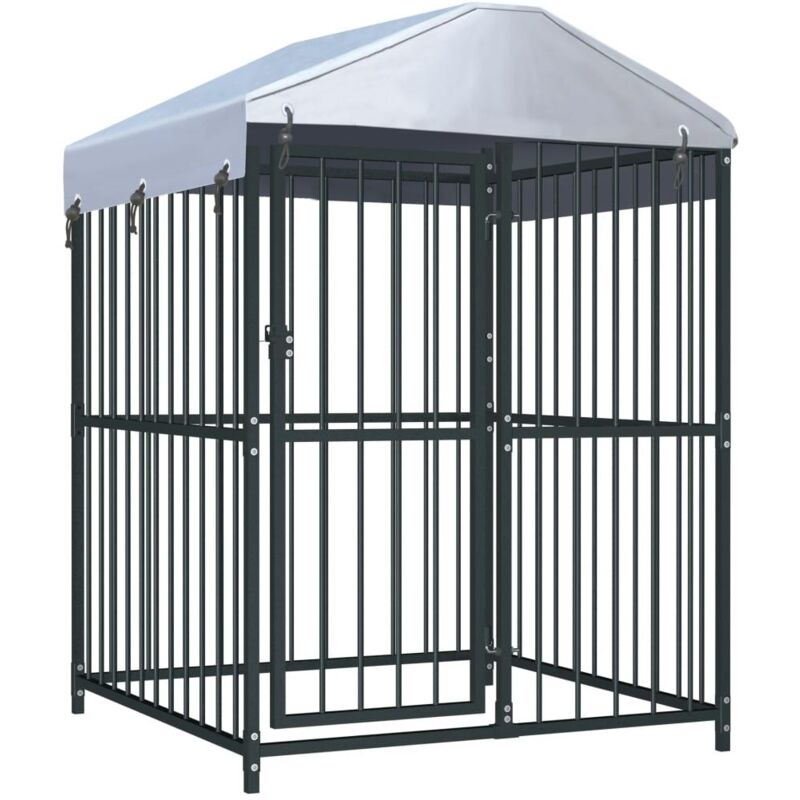 foto del prodotto helloshop26 box per cani da esterno con gabbia per cani da esterno con tetto per cani 120 x 120 x 150 cm 020000451