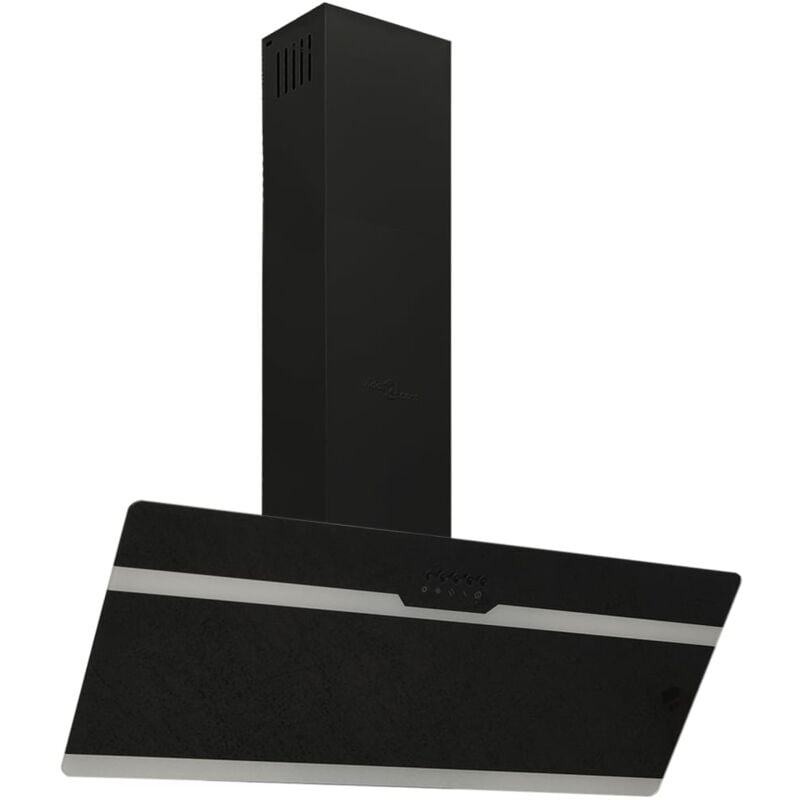 foto del prodotto helloshop26 cappa parete 90 cm acciaio e vetro temperato nero 020005851