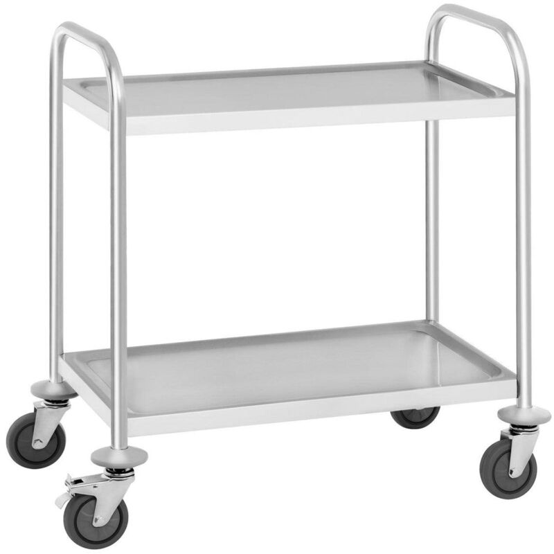 foto del prodotto helloshop26 carrello di servizio 2 ripiani fino a 150 kg in acciaio