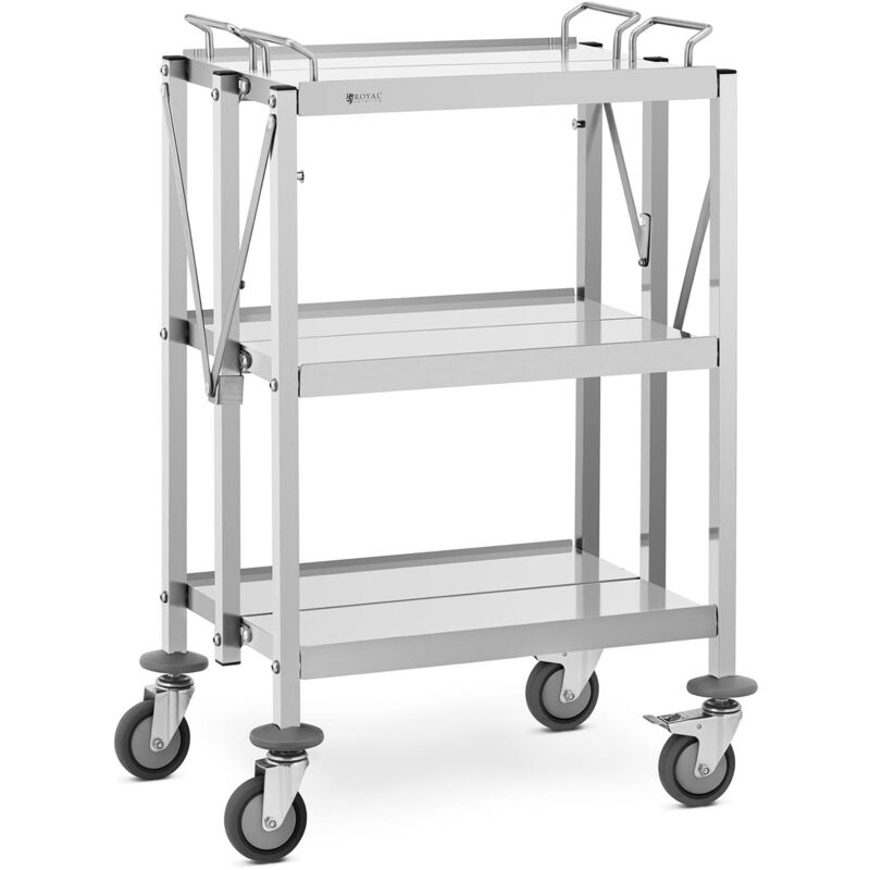 foto del prodotto helloshop26 carrello di servizio 3 ripiani 2x 50 x 83 40 x 58 cm 90 kg pieghevole acciaio inox