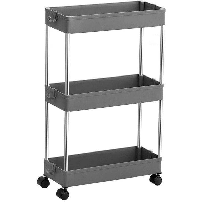 foto del prodotto helloshop26 carrello portaoggetti mobile su 3 livelli scaffale con rotelle scaffale salvaspazio sottile per bagno cucina design traforato 40 x 12,5