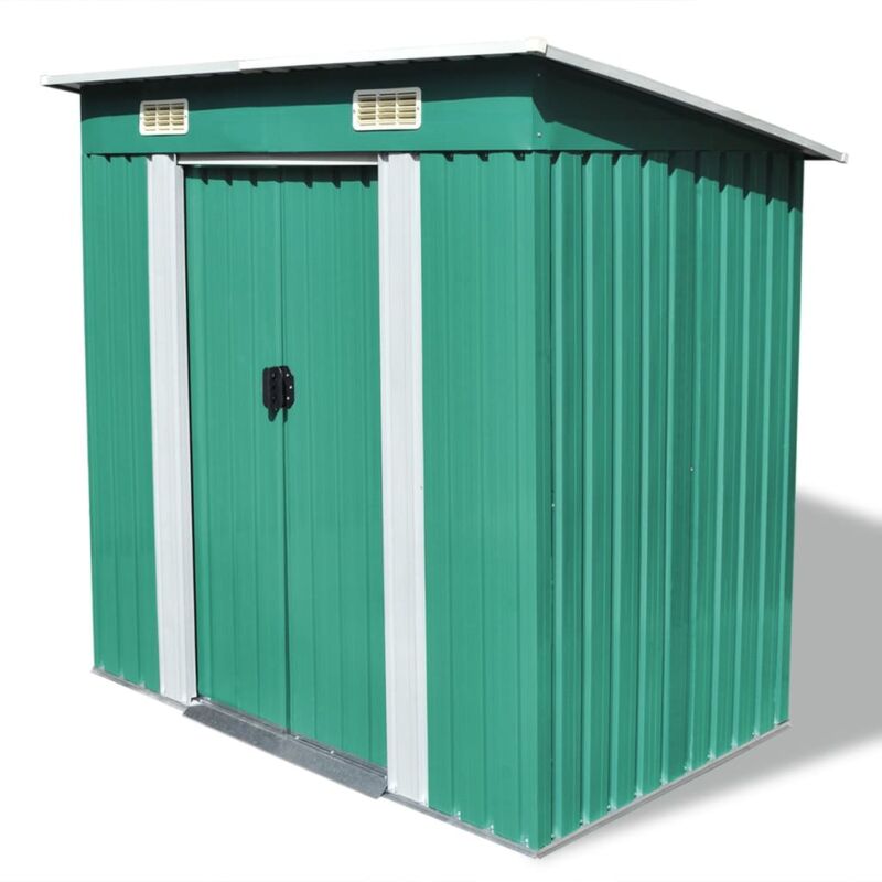 foto del prodotto helloshop26 casetta da giardino casetta per cabina rimessa per la casa casetta per esterni attrezzi robusto metallo verde 020022342