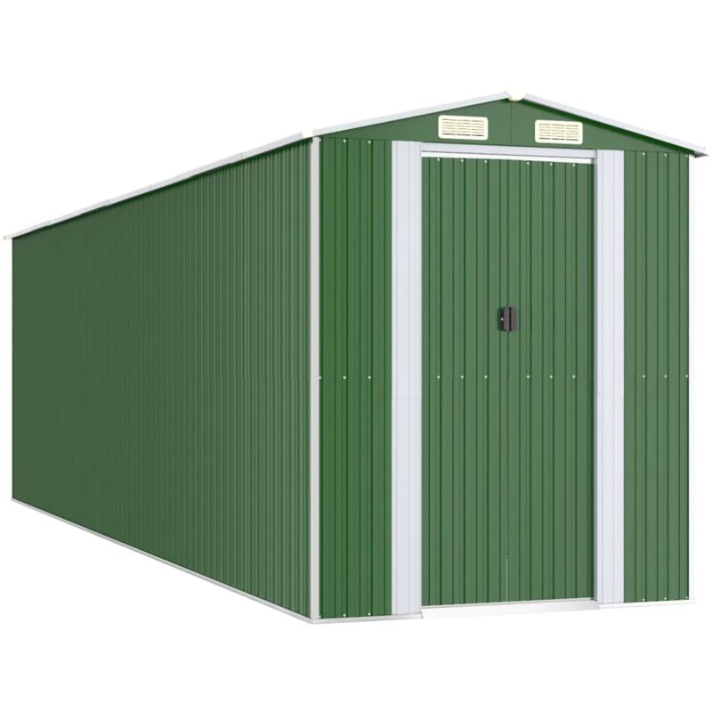 foto del prodotto helloshop26 - casetta da giardino casetta per capanni casetta per ripostigli casetta per attrezzi da esterno robusta 192 x 689 x 223 cm acciaio zincato verde 020022367