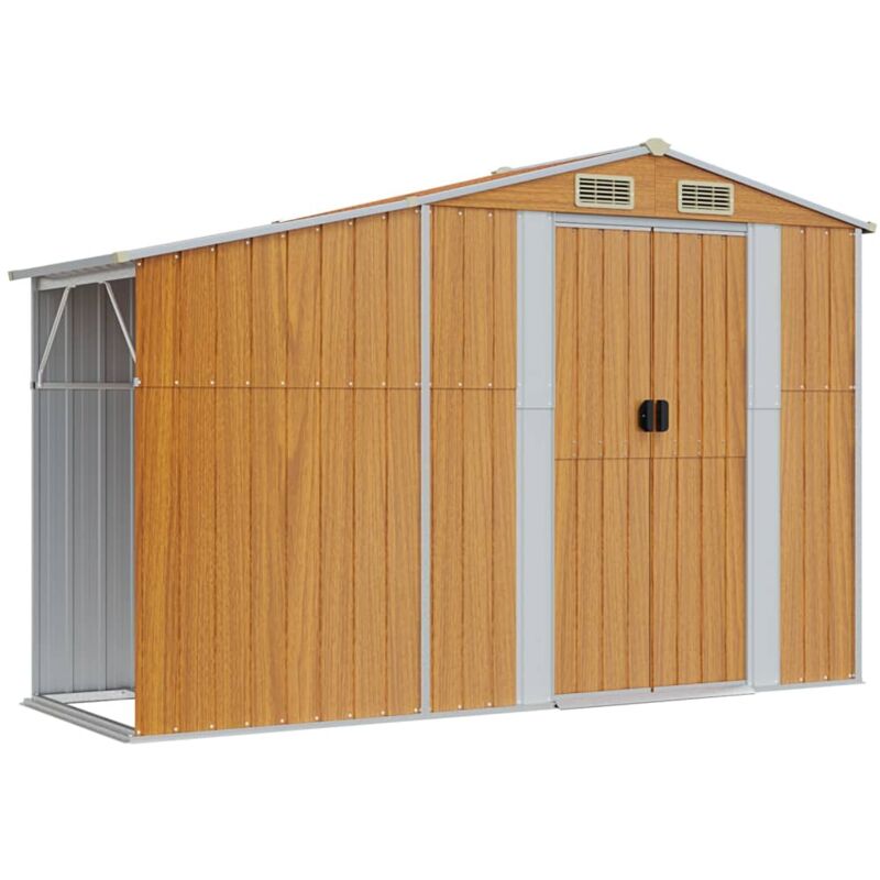 foto del prodotto helloshop26 - casetta da giardino casetta ripostiglio casetta da esterno casetta per attrezzi robusta 277 x 93 x 179 cm marrone acciaio zincato 020022286