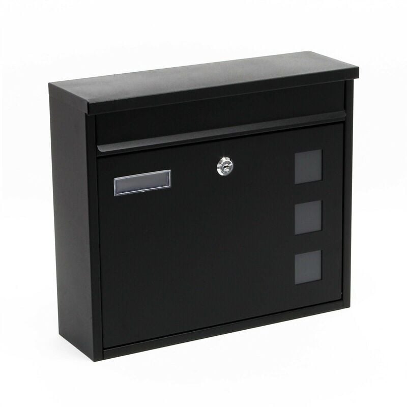 foto del prodotto helloshop26 cassetta delle lettere da parete design verniciata a polvere 30 39,5 11 cm nera