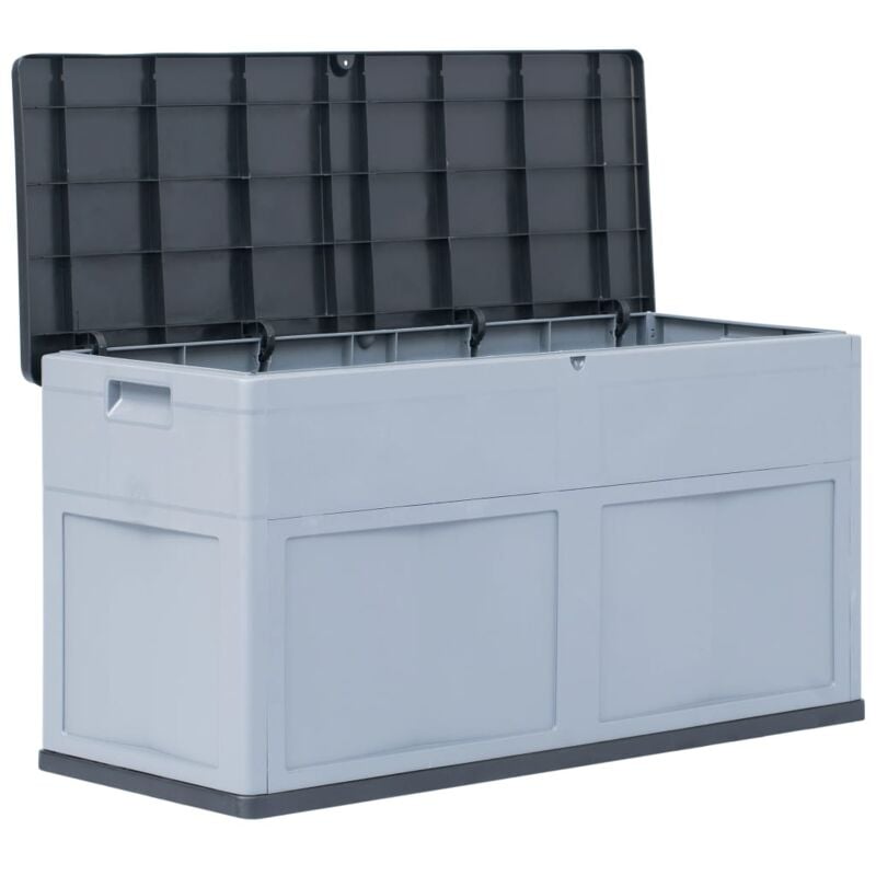foto del prodotto helloshop26 cassetta portaoggetti per mobili da giardino 320 litri grigio nero