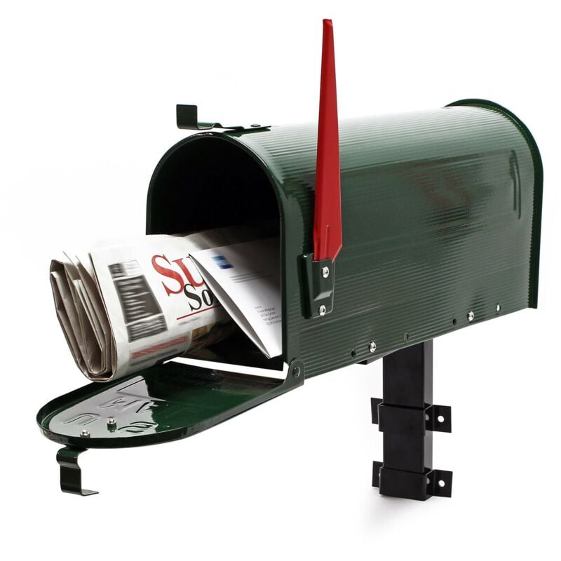 foto del prodotto helloshop26 cassetta postale americana cassetta postale dal design americano con montante a parete verde