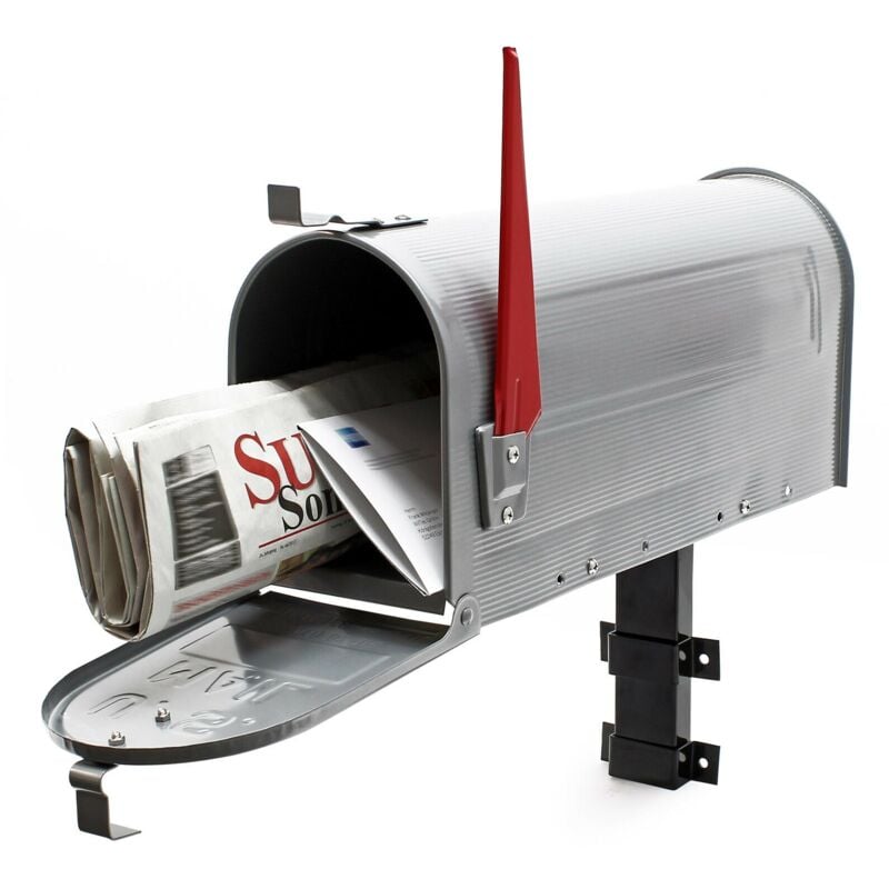 foto del prodotto helloshop26 cassetta postale americana cassetta postale dal design americano, palo di montaggio a parete grigio argento