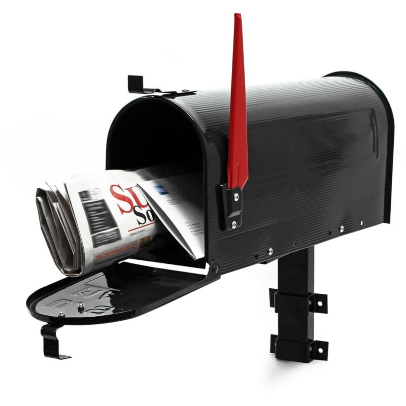foto del prodotto helloshop26 cassetta postale americana cassetta postale dal design americano, palo di montaggio a parete nero