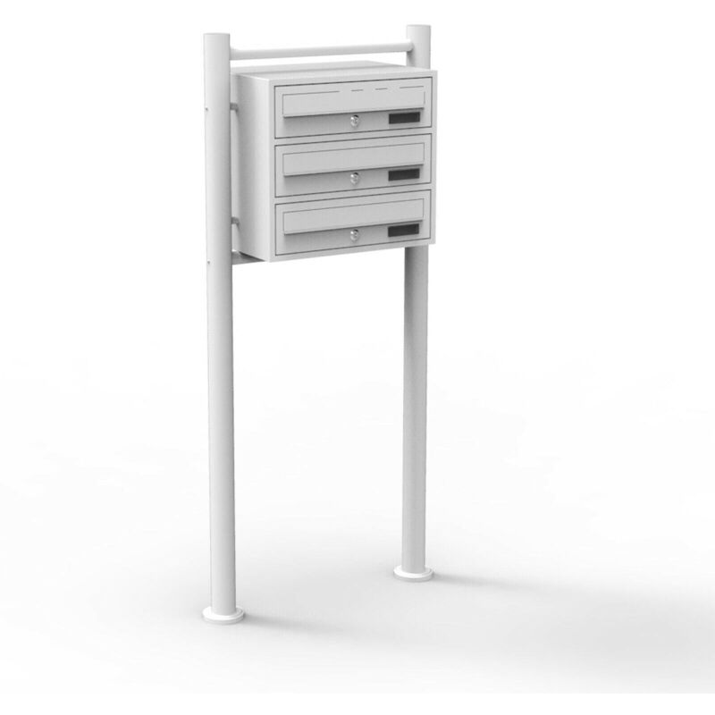 foto del prodotto helloshop26 - cassetta postale block 3 su gambe 3 ingressi in acciaio zincato bianco 160000027