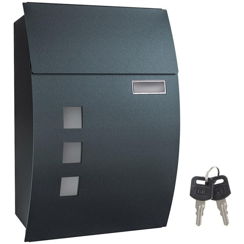 foto del prodotto helloshop26 cassetta postale da muro con finestrelle di visualizzazione posizione nome 2 chiavi facile da installare grigio antracite 120001643