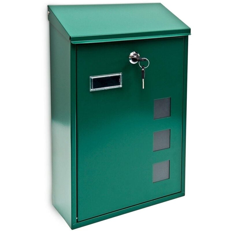 foto del prodotto helloshop26 cassetta postale dal design contemporaneo verde da parete per esterno da giardino