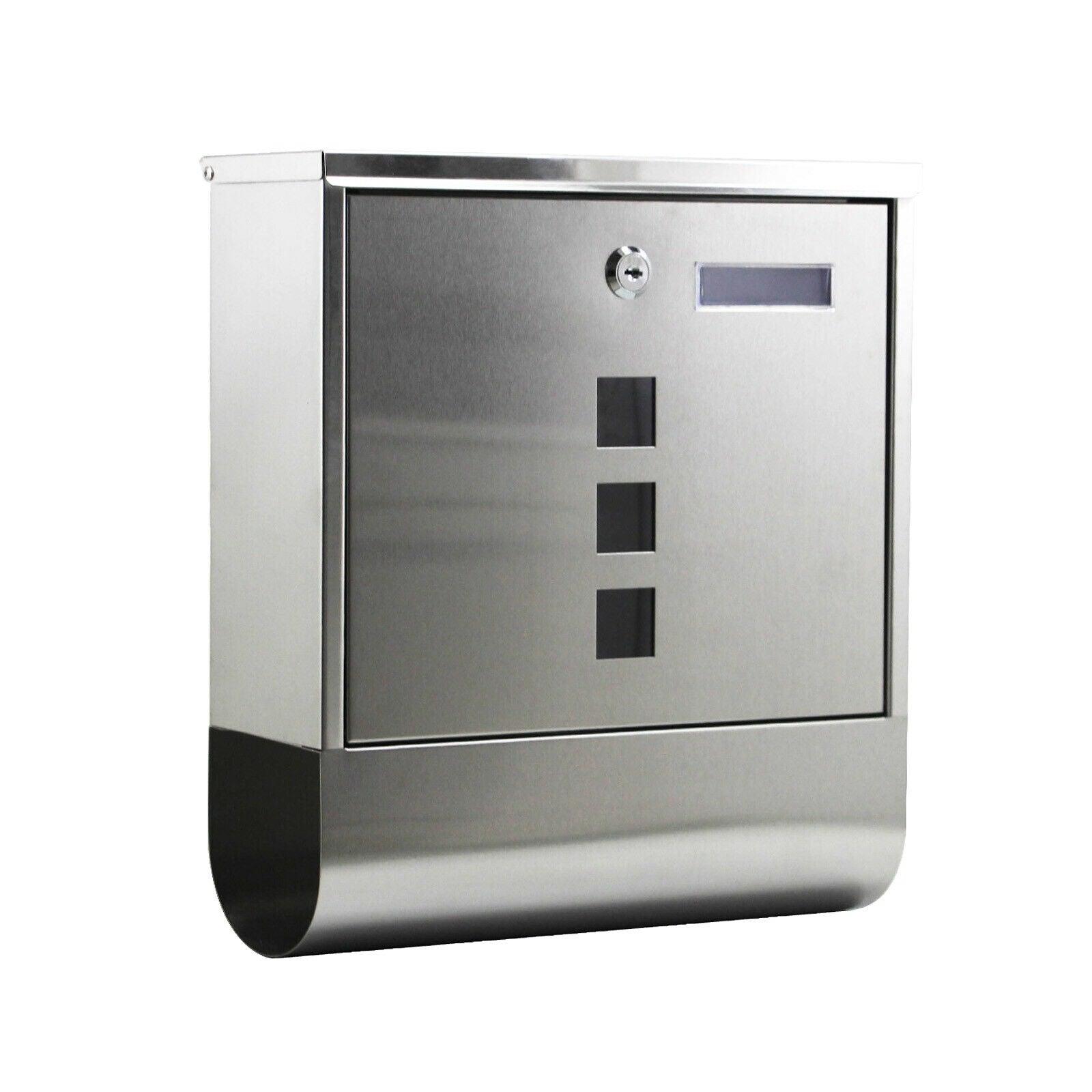 foto del prodotto helloshop26 cassetta postale di design con portagiornali per montaggio a parete 30,5 x 9,6 x 33,5 cm acciaio inox 160000052