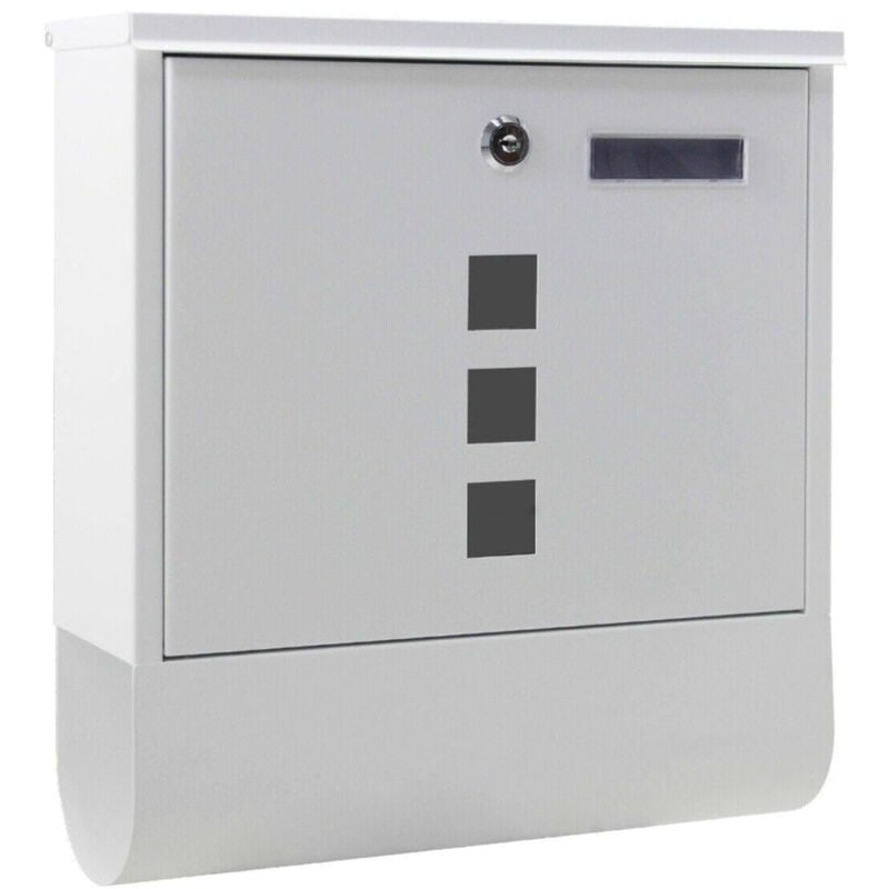 foto del prodotto helloshop26 cassetta postale di design con portagiornali per montaggio a parete per posta 30,5 x 9,6 x 33,5 cm bianco