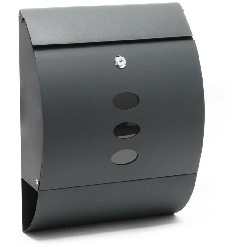 foto del prodotto helloshop26 cassetta postale di design da parete con porta giornali, acciaio zincato antracite 160000078