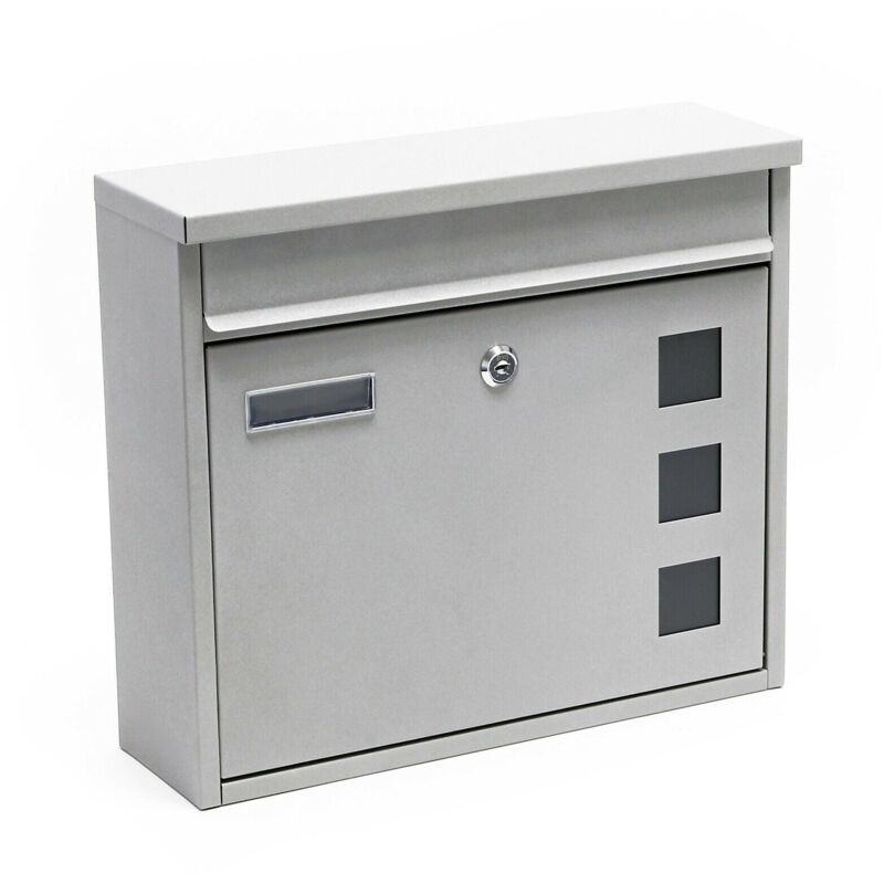 foto del prodotto helloshop26 cassetta postale di design da parete in acciaio galvanizzato argento