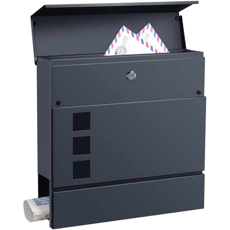 foto del prodotto helloshop26 cassetta postale in acciaio zincato 37x37x11 cm grigio antracite 030006526