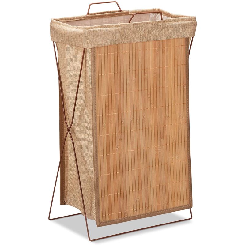 foto del prodotto helloshop26 cesto in bamb cesto 40 litri cesto pieghevole portabiancheria manico pieghevole 61 cm natura 130001911