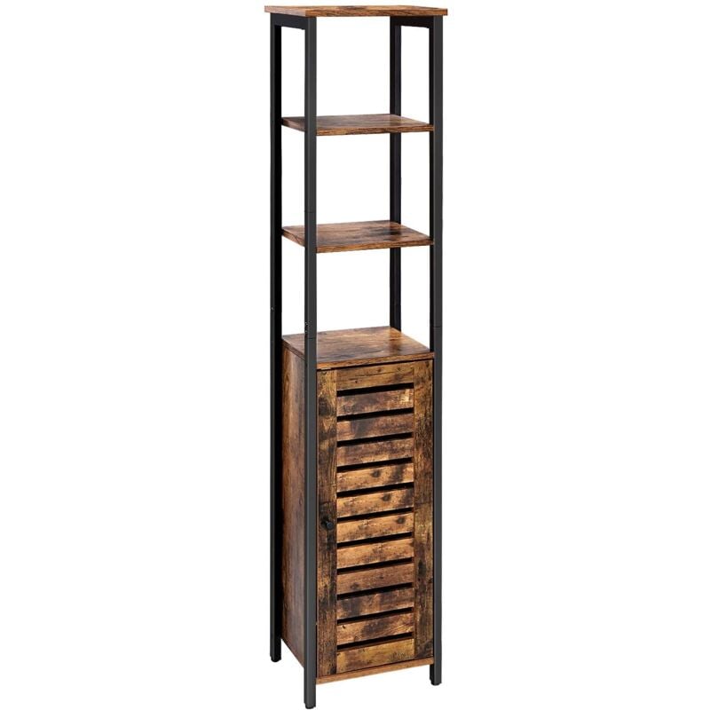 foto del prodotto helloshop26 colonna contenitore mobile alto per bagno soggiorno 37 x 30 x 167 cm stile industriale nero e marrone