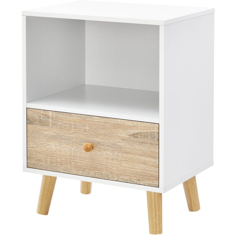 foto del prodotto helloshop26 comodino con cassetto 54 x 40 x 30 cm effetto rovere bianco