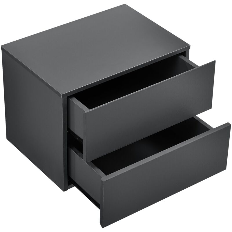 foto del prodotto helloshop26 - comodino pensile con 2 cassetti comodino sospeso 40 cm grigio scuro 030000823