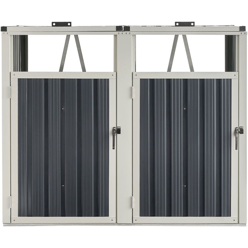 foto del prodotto helloshop26 copri pattumiera 2 posti con ante con maniglia 121 x 146 x 82 cm grigio antracite 030006694