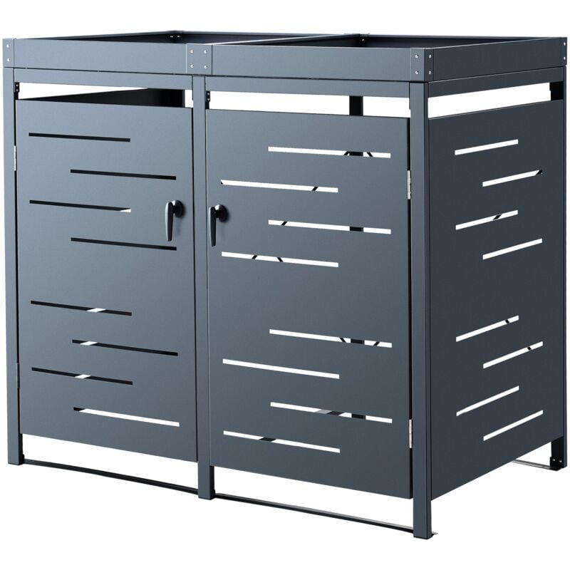 foto del prodotto helloshop26 copri pattumiera da esterno 122 x 132 x 80 cm in acciaio zincato grigio 030006691