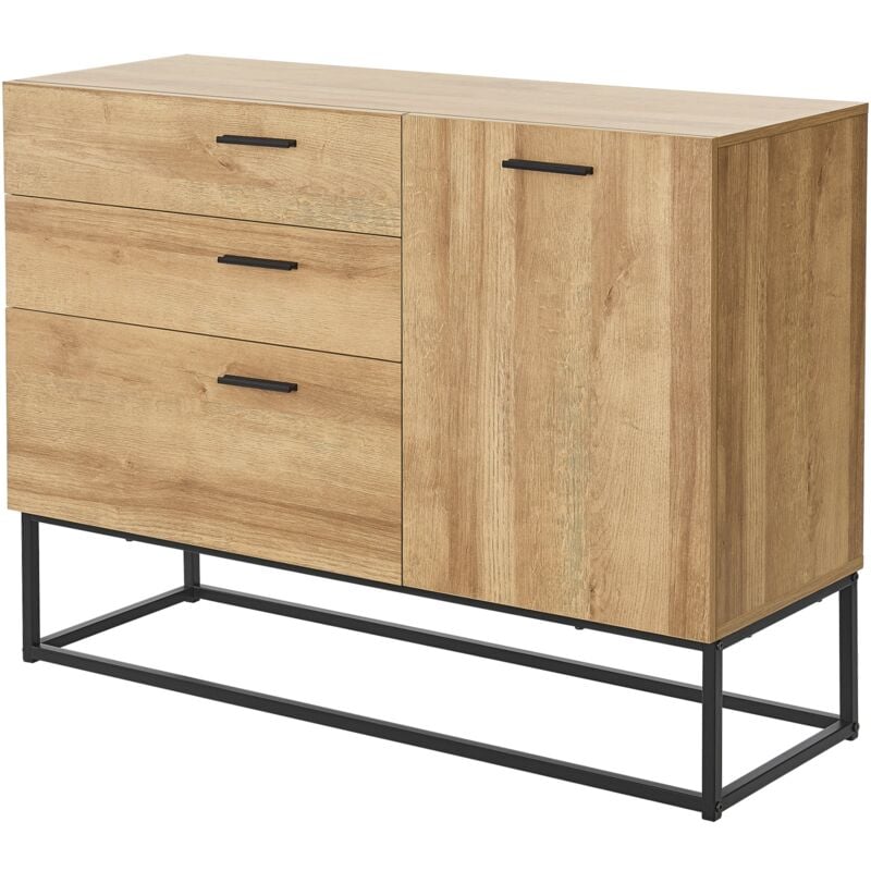 foto del prodotto helloshop26 credenza in metallo 75 x 100 x 35 cm effetto rovere nero 030006611