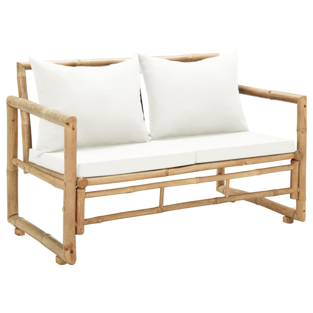 foto del prodotto helloshop26 divano da giardino 2 posti con cuscini 115 x 65 x 72 cm bamb 020011856