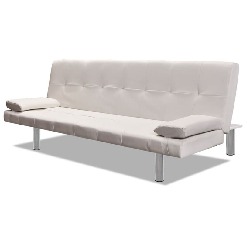 foto del prodotto helloshop26 divano letto regolabile con due cuscini in ecopelle bianco panna