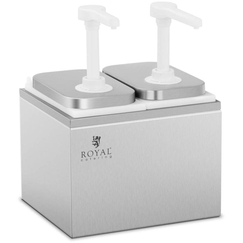 foto del prodotto helloshop26 dosatore per salse 2 pompe 2 x 2 litri in acciaio inox
