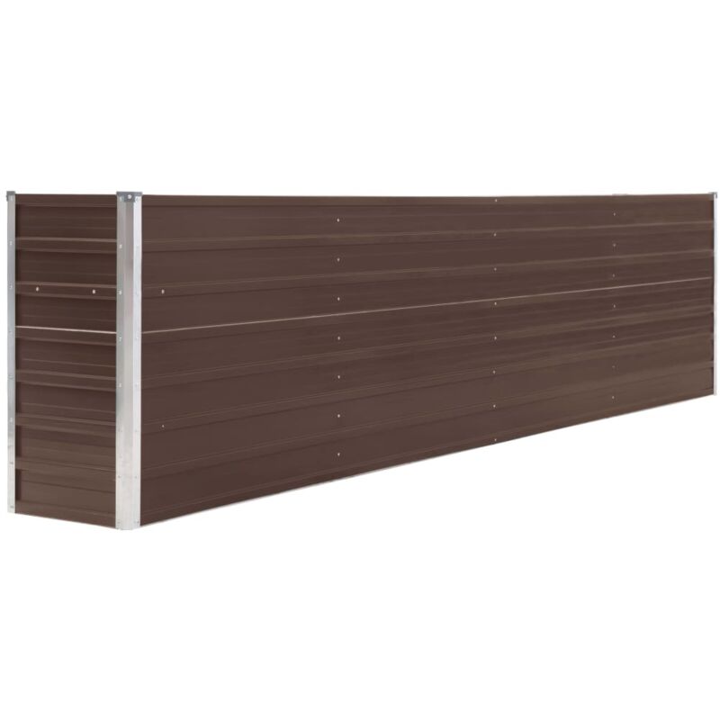foto del prodotto helloshop26 fioriera rialzata piante fiori giardino 320 x 40 x 77 cm acciaio zincato marrone 020000802