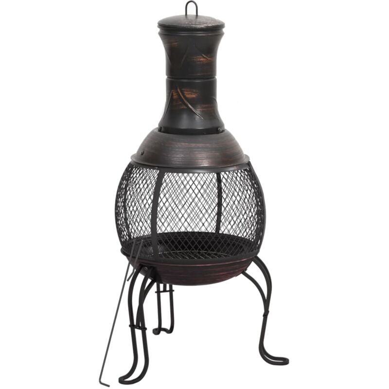foto del prodotto helloshop26 fornello da giardino con attizzatoio 39 x 39 x 90 cm in acciaio