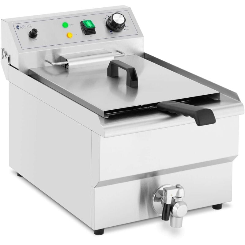 foto del prodotto helloshop26 friggitrice elettrica 13 litri 3000 watt valvola di scarico zona fredda professionale acciaio inox 140003986