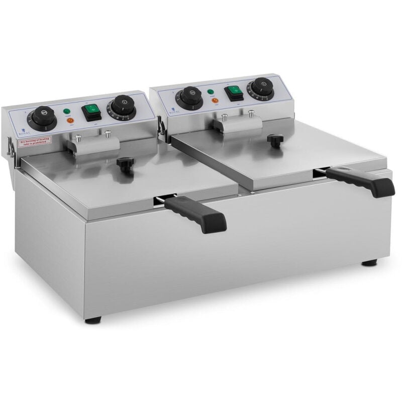 foto del prodotto helloshop26 friggitrice elettrica professionale da ristorante 2 x 10 litri con timer
