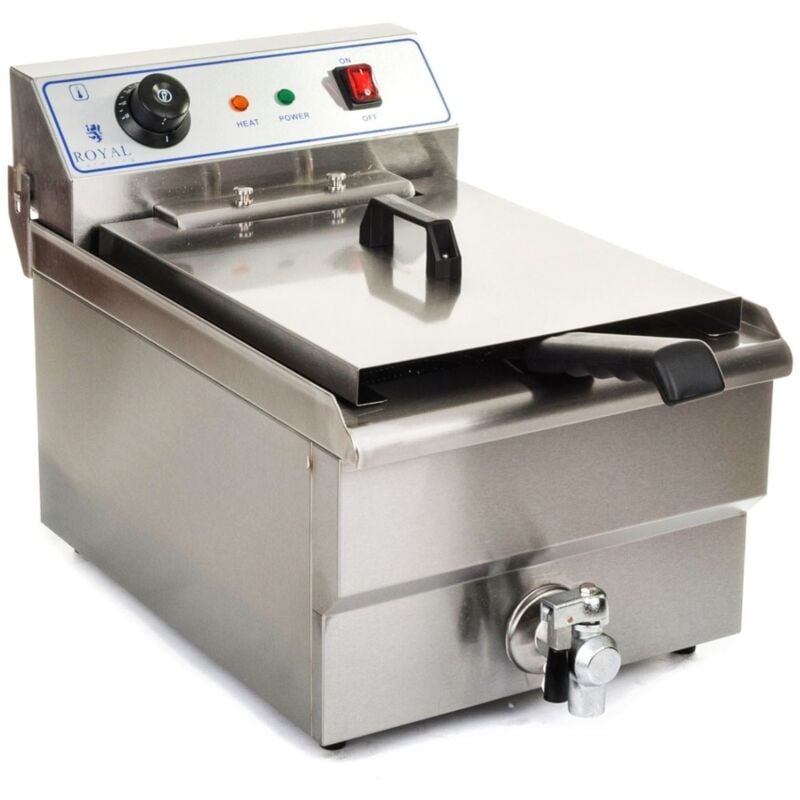 foto del prodotto helloshop26 friggitrice in acciaio inox 1 vasca da 10 litri e rubinetto di scarico professionale con resistenza estraibile