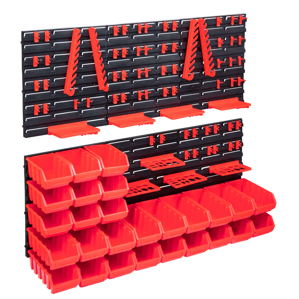 foto del prodotto helloshop26 kit contenitori portaoggetti e pannelli murali 103 pezzi rosso e nero