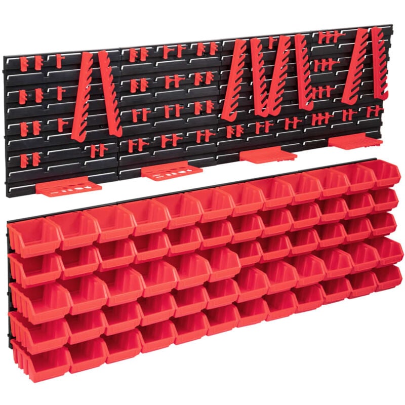 foto del prodotto helloshop26 kit contenitori portaoggetti e pannelli murali 136 pezzi rosso e nero