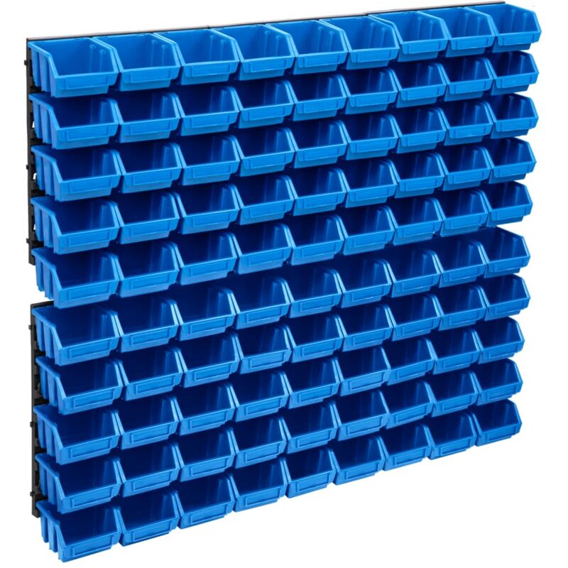 foto del prodotto helloshop26 kit contenitori portaoggetti e pannelli murali 96 pezzi blu e nero