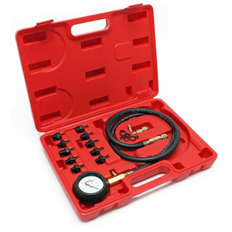 foto del prodotto helloshop26 - kit tester pressione olio veicolo set 12 pezzi manometro olio 160002631