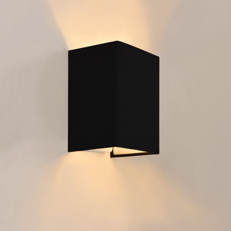 foto del prodotto helloshop26 lampada da parete angolare e27 60 watt paralume in lino nero da 20 cm