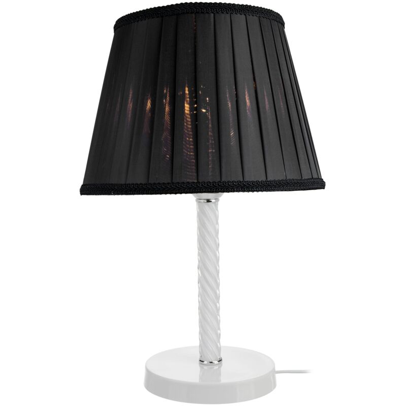 foto del prodotto helloshop26 lampada da scrivania in metallo vetro tessile 40 cm e27 bianco nero