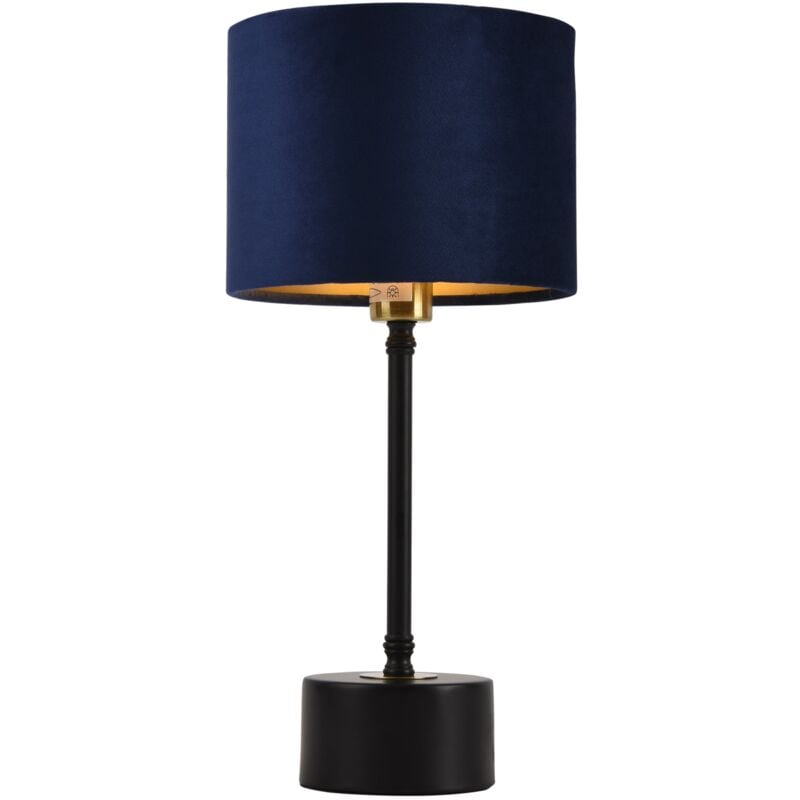 foto del prodotto helloshop26 lampada da tavolo lampada da scrivania in metallo flanella nero rame e blu e14 39 cm