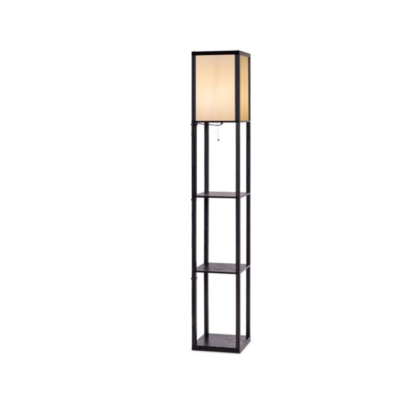 foto del prodotto helloshop26 lampada da terra con ripiano a 3 livelli per riporre gli oggetti lampada da terra dal design scandinavo nero per camera da letto e