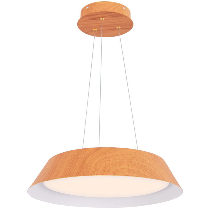 foto del prodotto helloshop26 lampadario di illuminazione a led da 40 cm apparecchio moderno 21w lustro con struttura in metallo con venature del legno luce calda