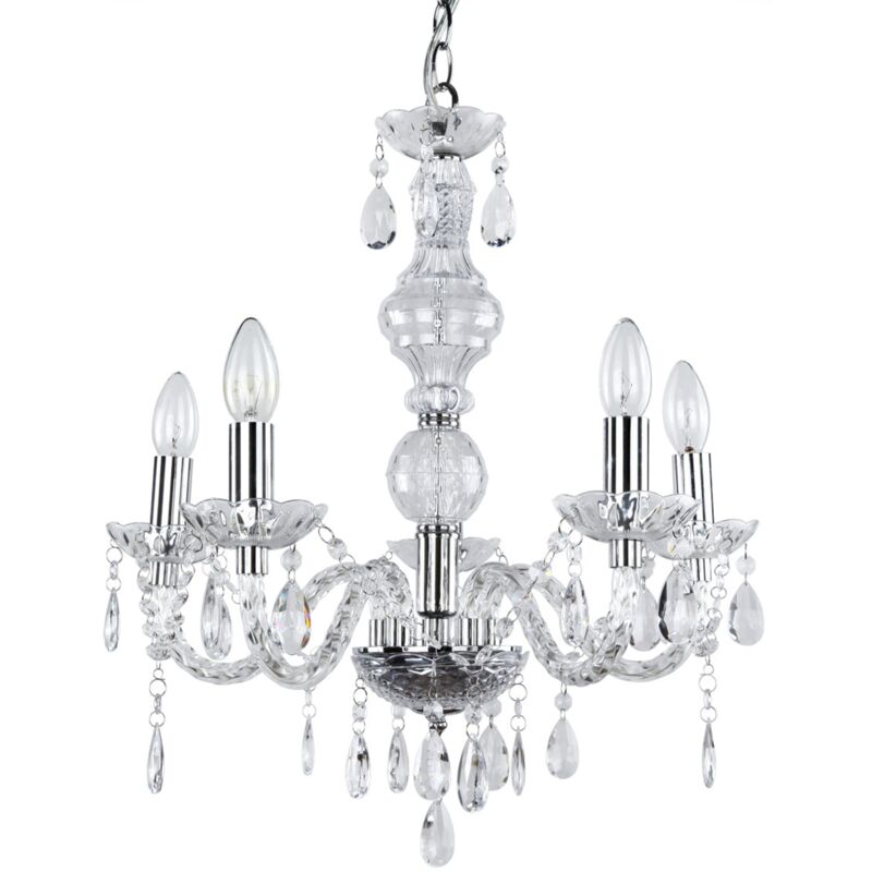 foto del prodotto helloshop26 lampadario lampada a sospensione plafoniera 5 basi e14 ca. 150,0 cm 52,0 cm lampada a sospensione lampadario in cristallo a 5