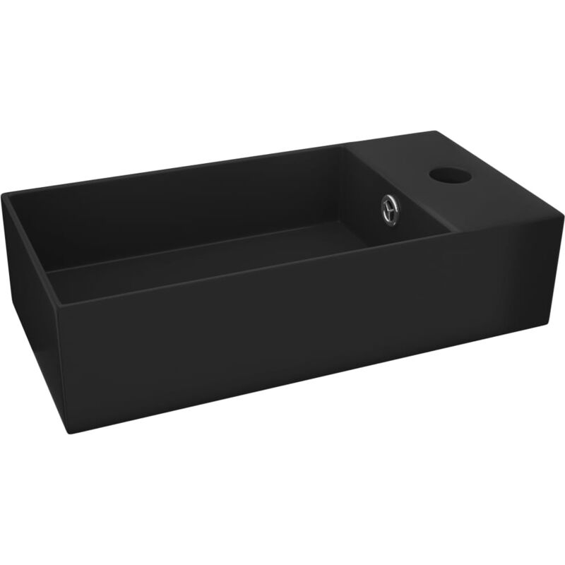 foto del prodotto helloshop26 lavabo bagno con troppopieno da appoggio wc lavabo bagno cucina interno casa 48 x 25 cm ceramica nera opaca
