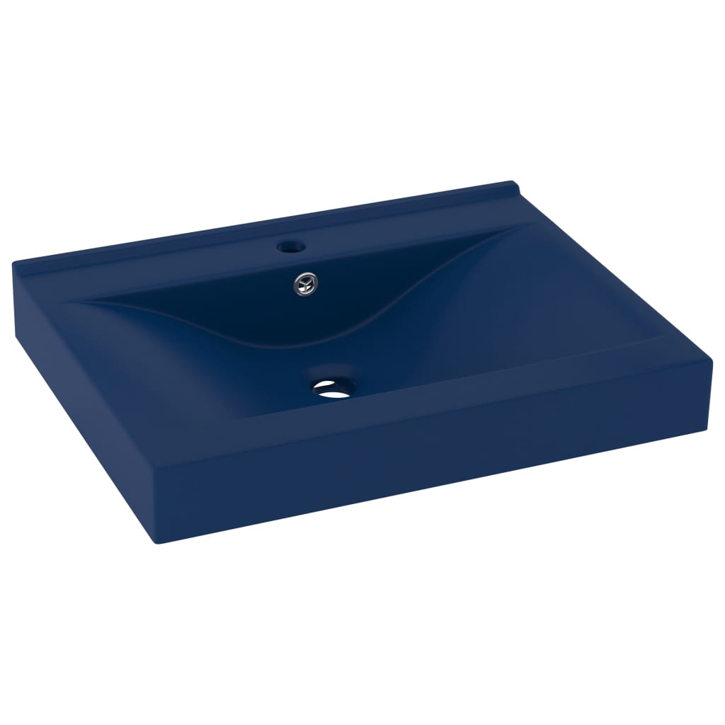 foto del prodotto helloshop26 lavabo con foro per rubinetto da appoggio wc lavabo bagno cucina casa interno 60 x 46 cm ceramica blu scuro opaco
