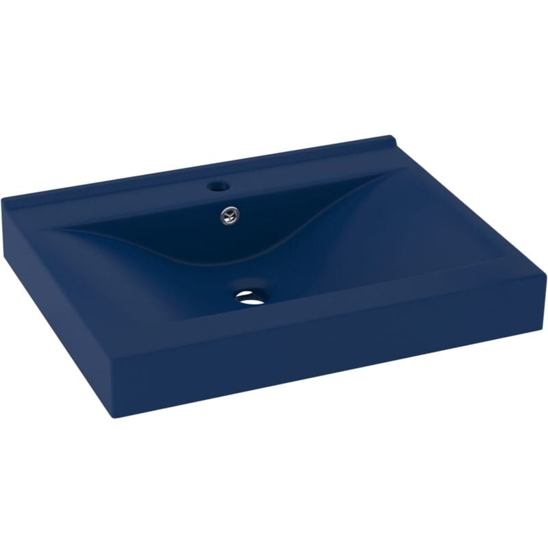 foto del prodotto helloshop26 - lavabo con foro per rubinetto lavabo da appoggio wc lavabo bagno cucina interno casa 60 x 46 cm ceramica blu scuro opaco 020002765