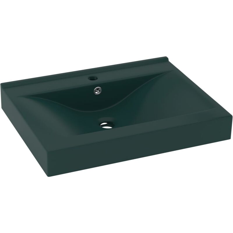 foto del prodotto helloshop26 lavabo con foro per rubinetto lavabo da appoggio wc lavabo bagno cucina interno casa 60 x 46 cm ceramica verde scuro opaco